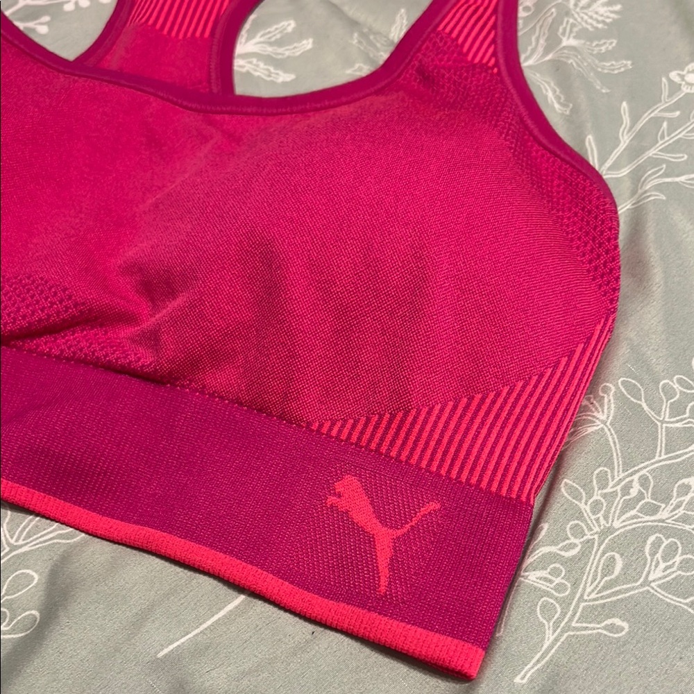 Puma Pink Racerback Sports Bra Seamless Design - Picture 2 of 4